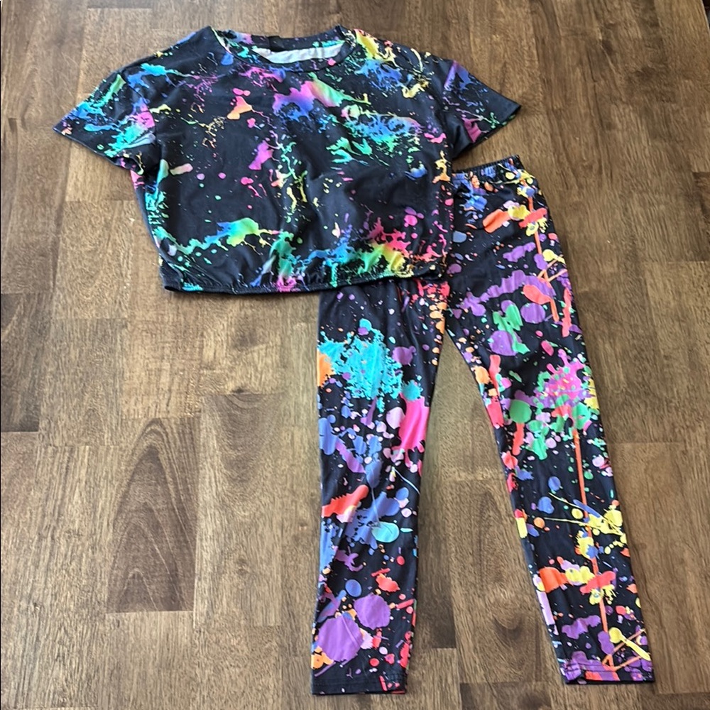 SHEIN Multicolor Patterned Fabric-splatter paint pattern
